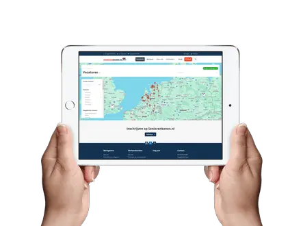 Screenshot van de JobSaaS kaartweergave waarmee kandidaten vacatures op locatie kunnen zoeken.