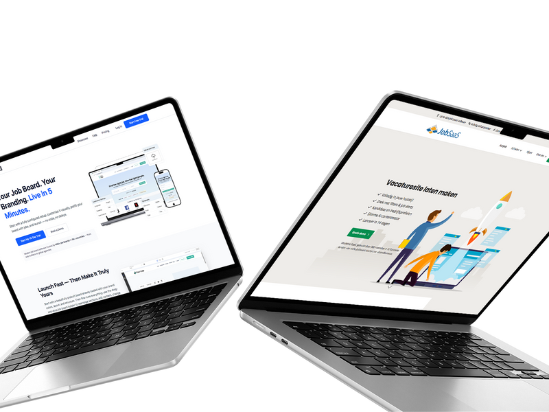Screenshot van Jboard en JobSaaS websites