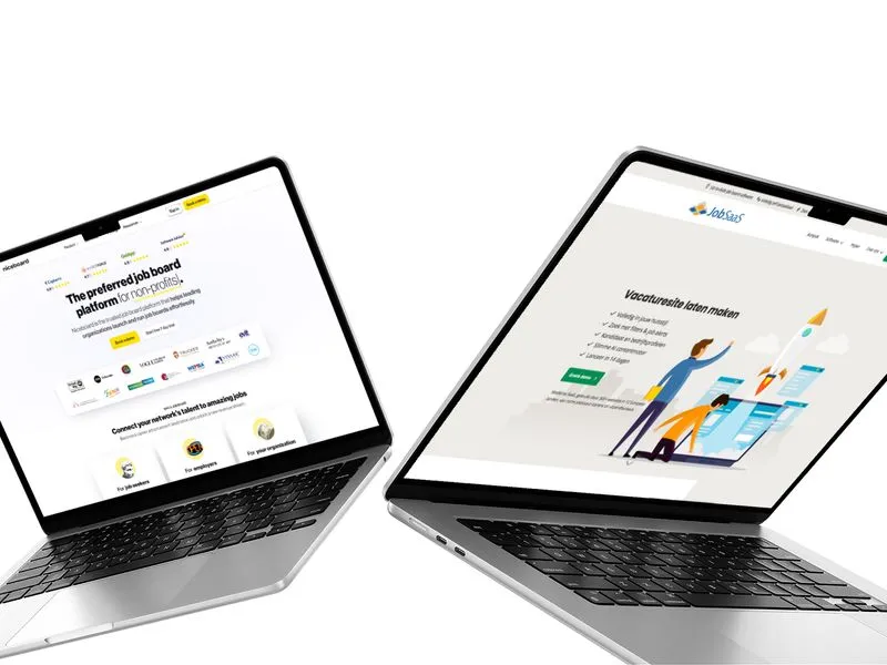 Captura de pantalla de los sitios web de Niceboard y JobSaaS