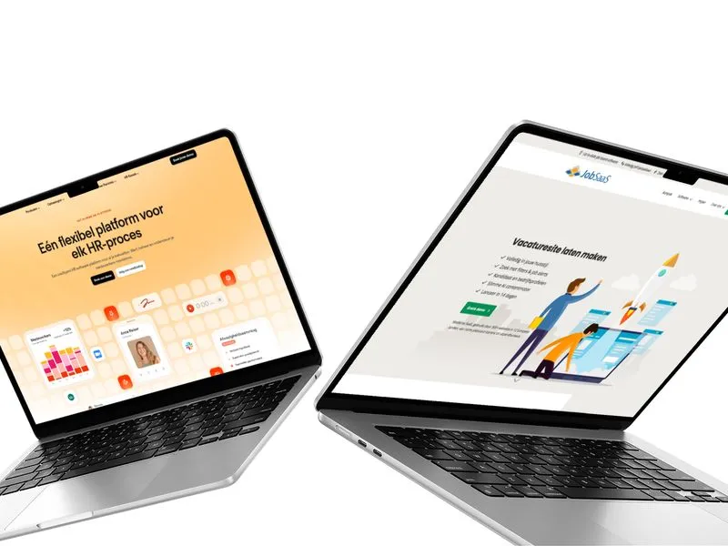 Captura de pantalla de los sitios web de Personio y JobSaaS