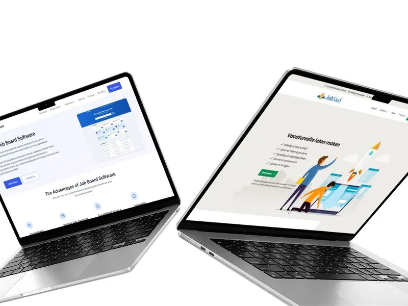 Captura de pantalla de los sitios web EjobsiteSoftware y JobSaaS