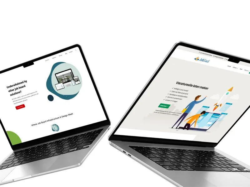 Captura de pantalla de los sitios web de Careerleaf y JobSaaS