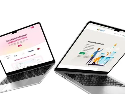 Captura de pantalla de los sitios web de Teamtailor y JobSaaS