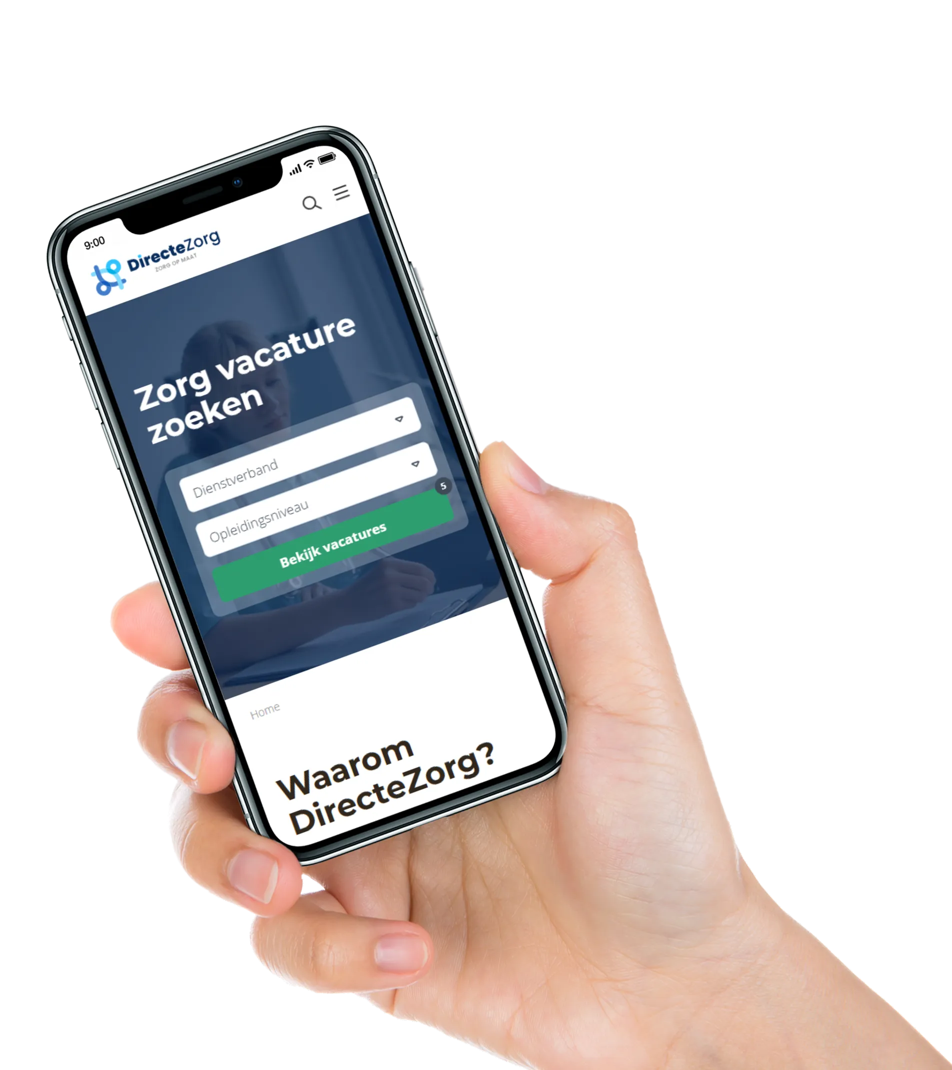 The mobile version of the homepage, fully optimized for fast use and direct access to training and information. Built with JobSaaS.