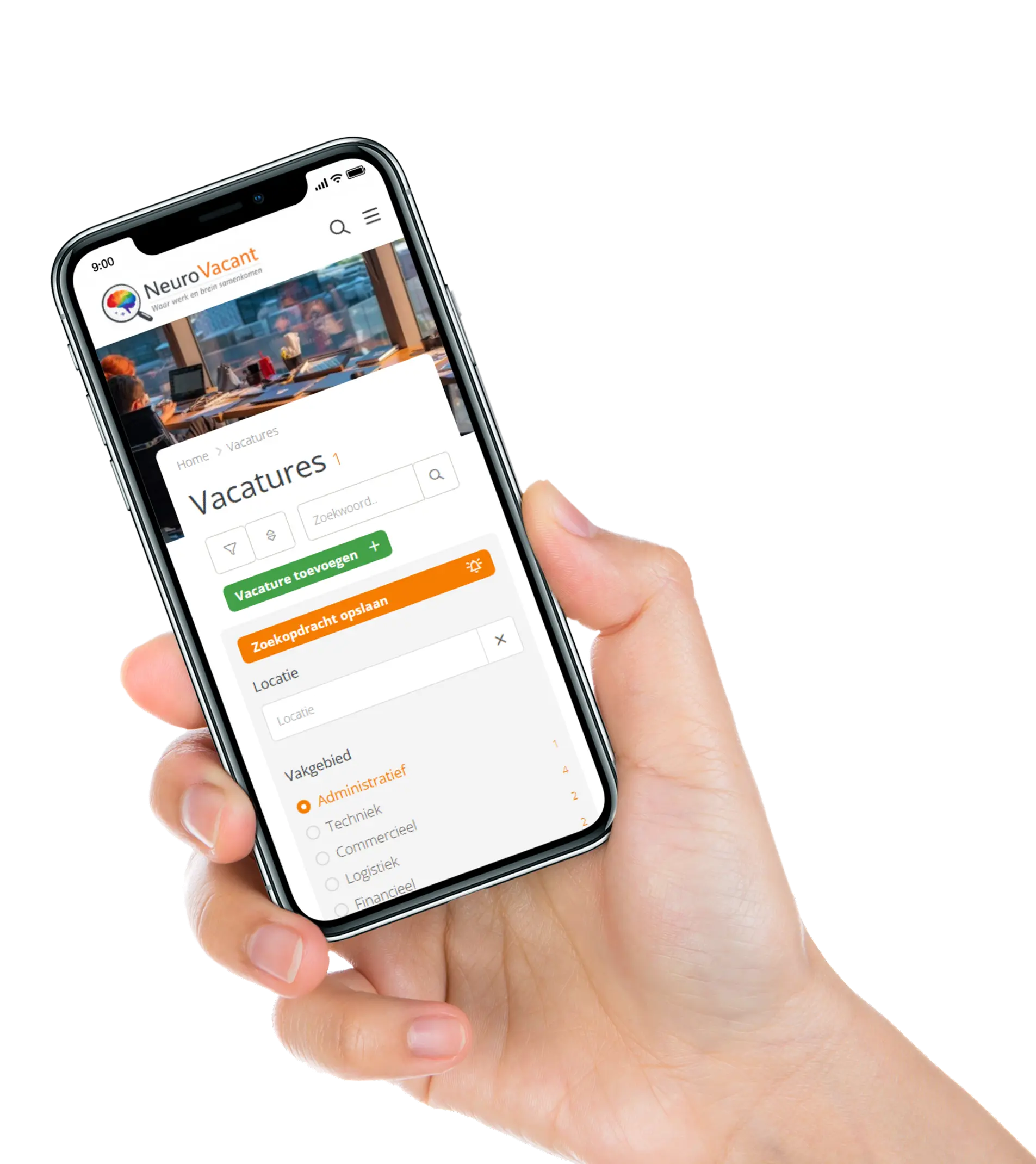 Geavanceerde filters helpen kandidaten snel de juiste vacatures te vinden binnen het platform.