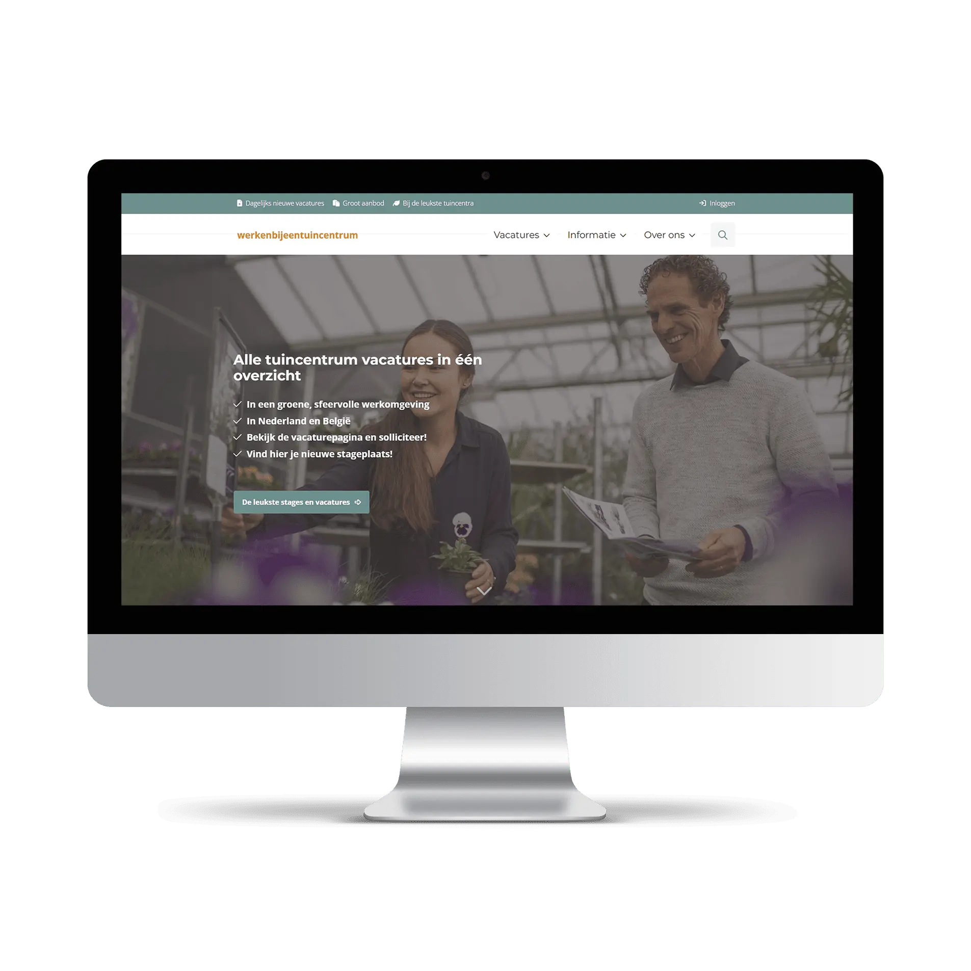 Screenshot van een jobboard wat gemaakt is voor tuincentrums, gebouwd met de software van JobSaaS jobboard