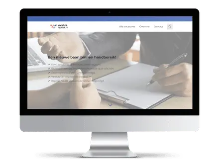 Screenshot van een jobboard voor diverse sectoren voor werkzoekende en werkgevers, gemaakt met de JobSaaS jobboard software