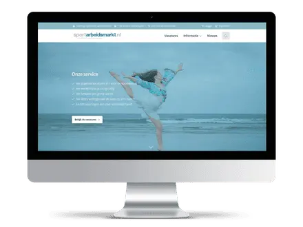 Screenshot van een voorbeeld jobboard voor sport, gemaakt met de software van JobSaaS jobboards
