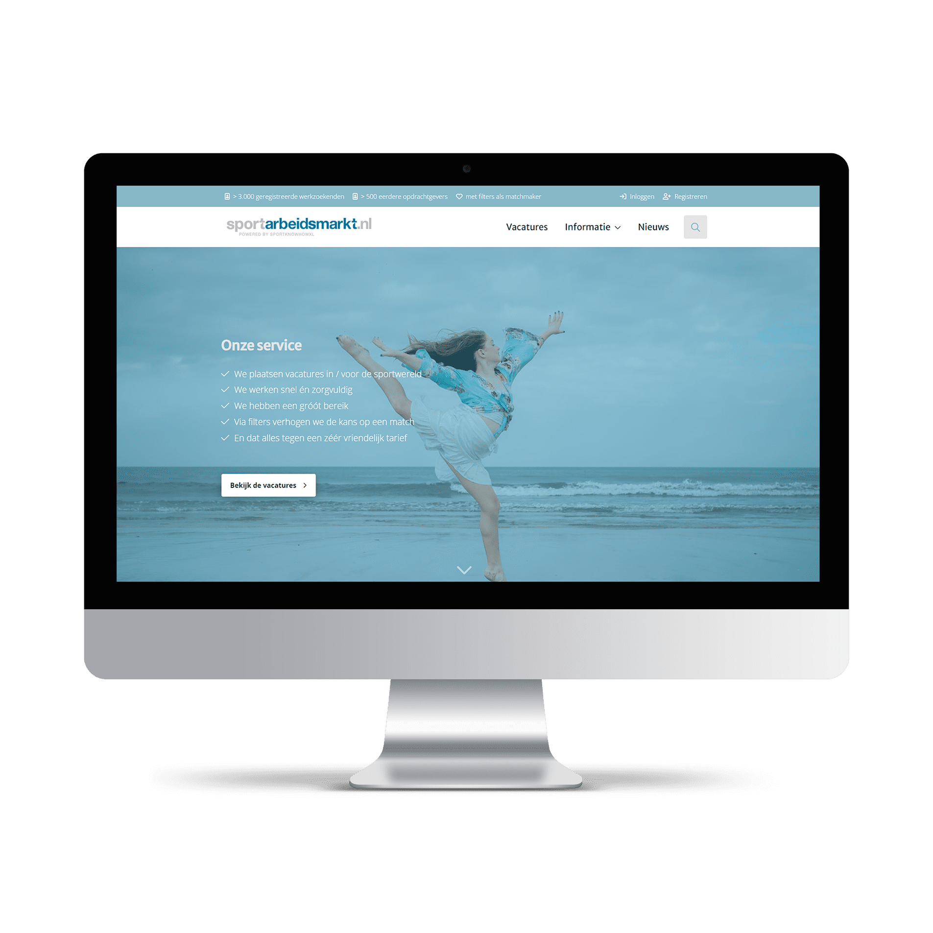 Screenshot of an example job board for sport, created with the JobSaaS job boards software