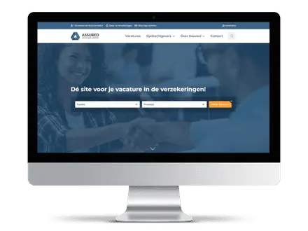 Screenshot van een voorbeeld jobboard voor verzekeringen en hypotheken, gebouwd met de JobSaaS jobboard software