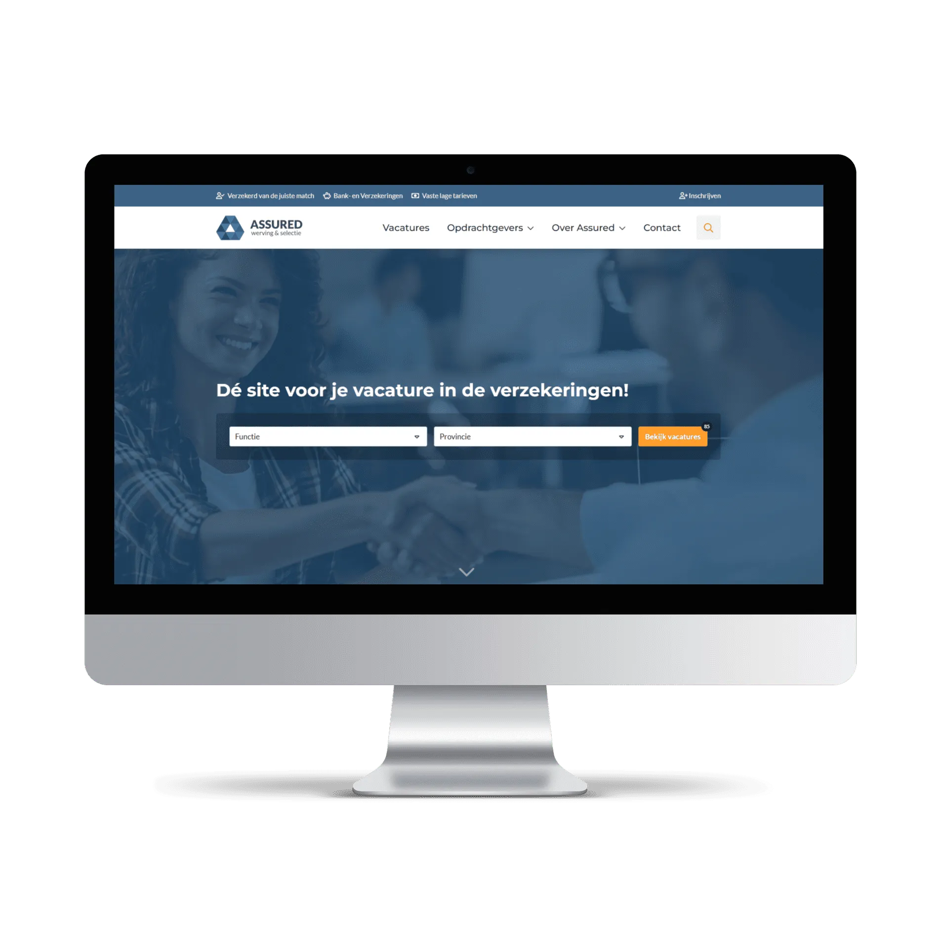 Screenshot of an example job board for insurance and mortgages, built with the JobSaaS job board software