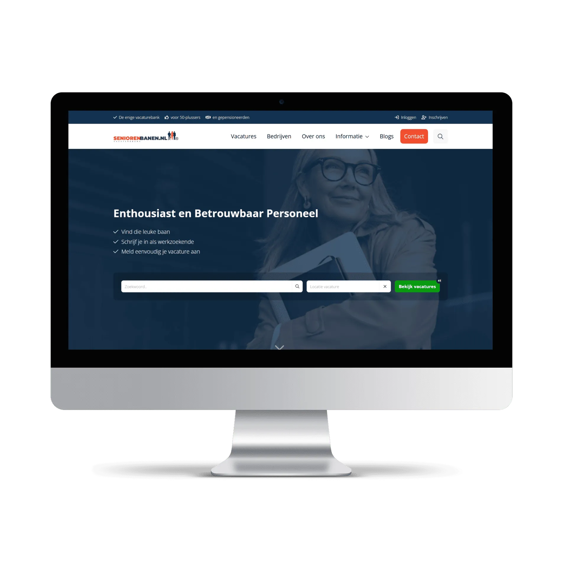 Captura de pantalla de un ejemplo de tablero de empleos para seniors, creado con el software de tablero de empleos JobSaaS